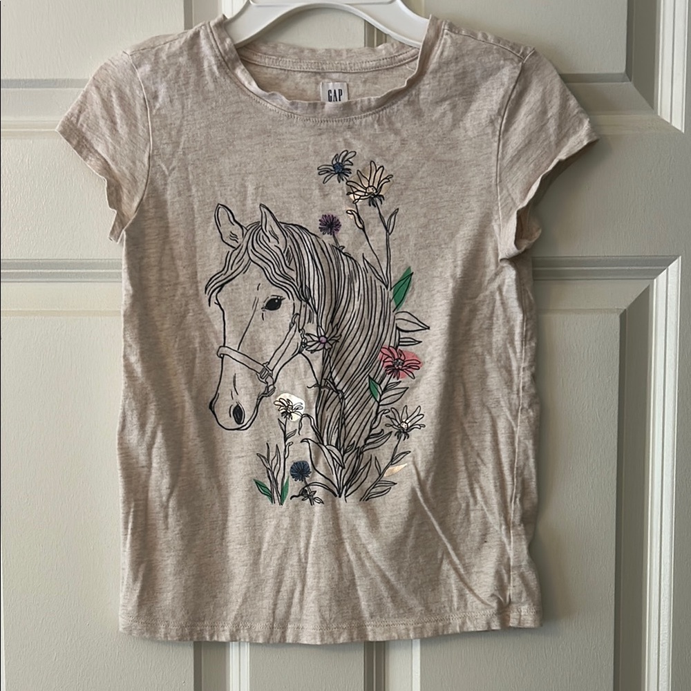 GAP Kids Tan Horse Graphic T-Shirt
